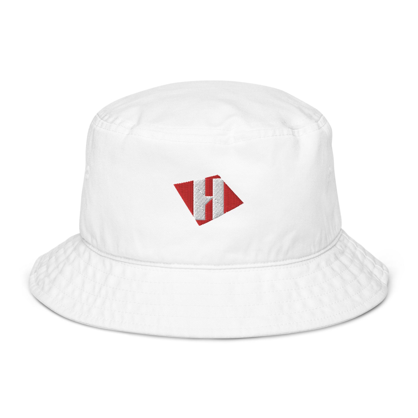 Organic bucket hat with color H logo