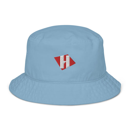 Organic bucket hat with color H logo