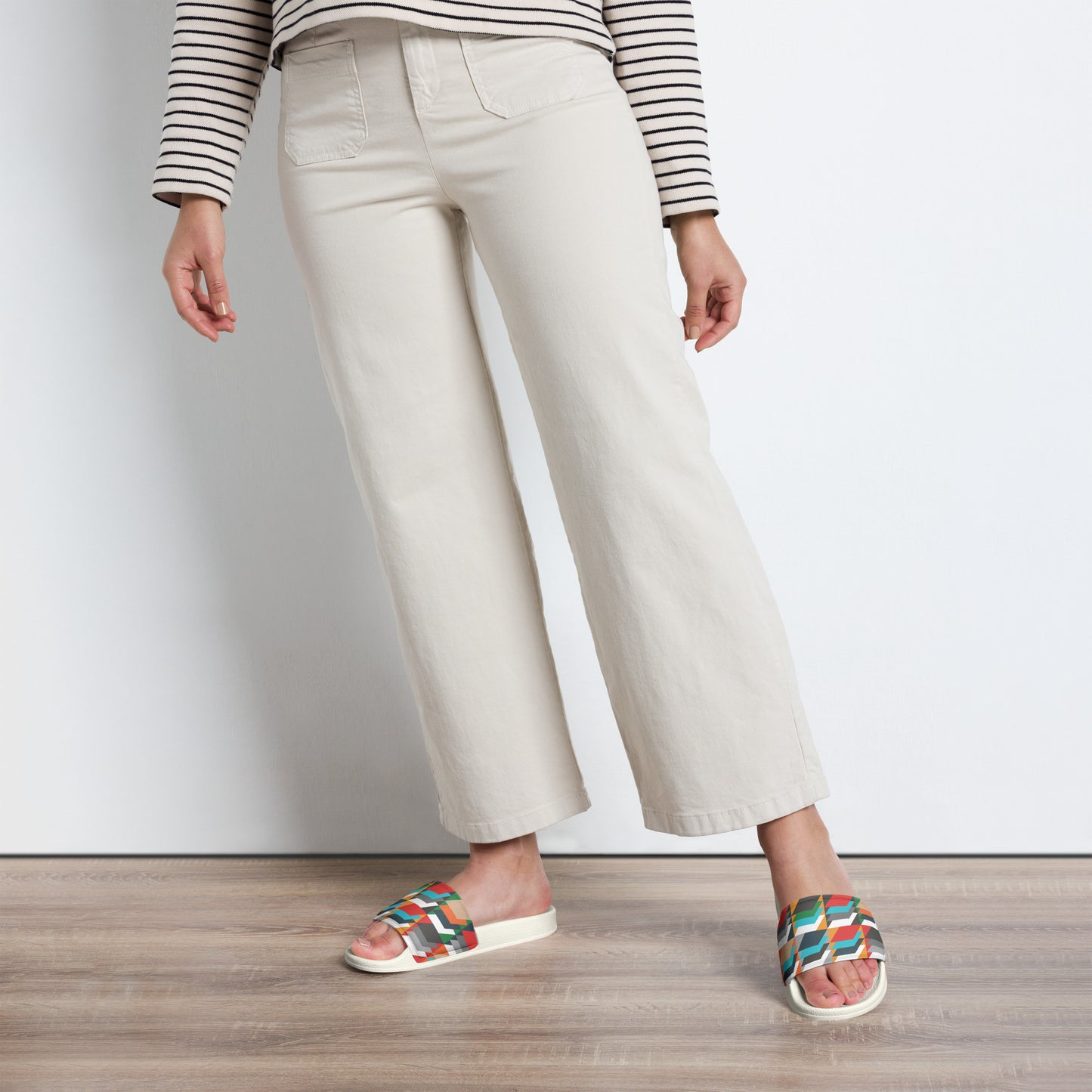 Women's slides with heritage tweed pattern