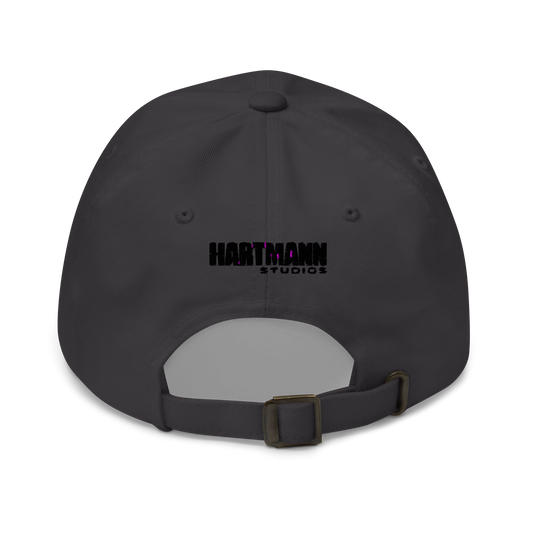 Dad hat w/embroidered black H logo on front and black text logo on back