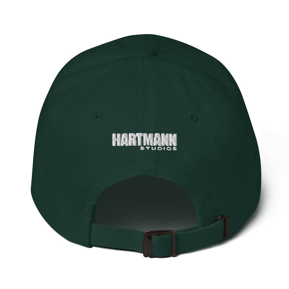 Dad hat w/embroidered white H logo on front and white text logo on back