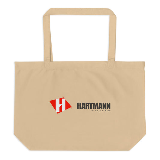 Large organic tote bag (tan) with color logo lockup