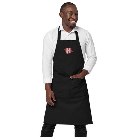 Organic cotton apron w/embroidered color H logo