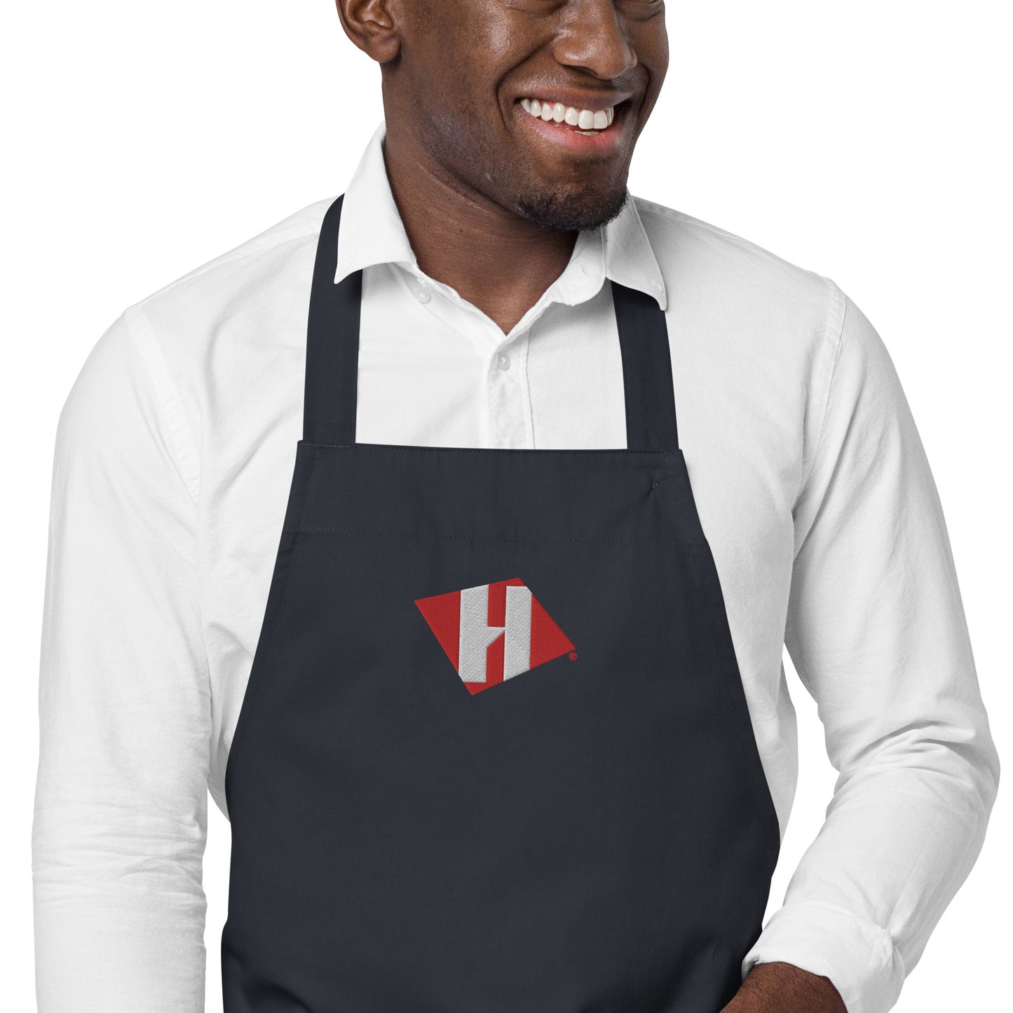 Organic cotton apron w/embroidered color H logo