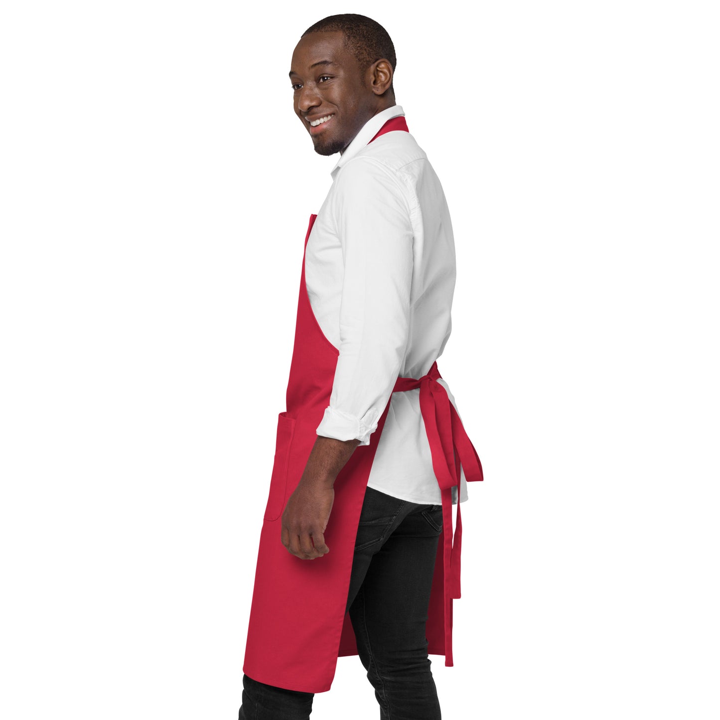 Organic cotton apron w/embroidered white H logo