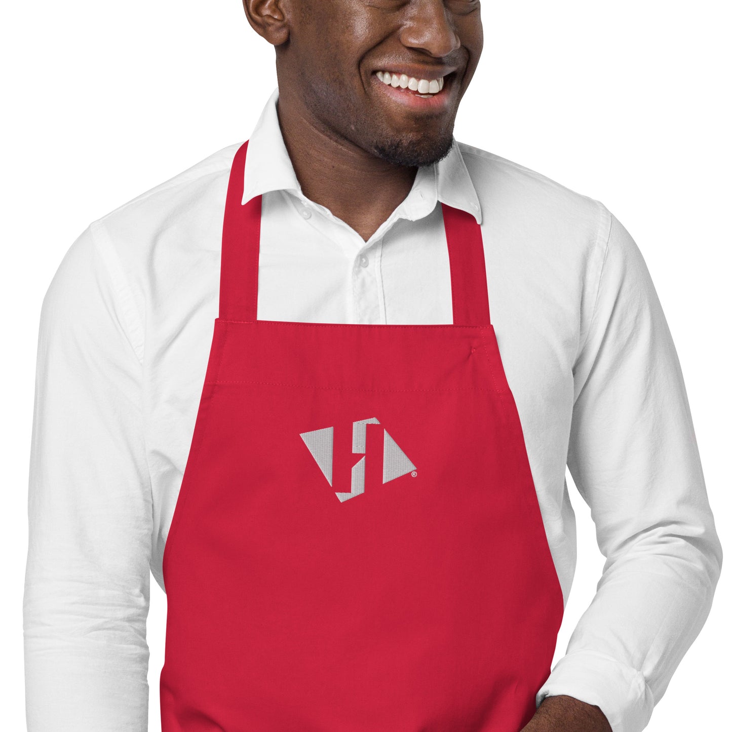 Organic cotton apron w/embroidered white H logo