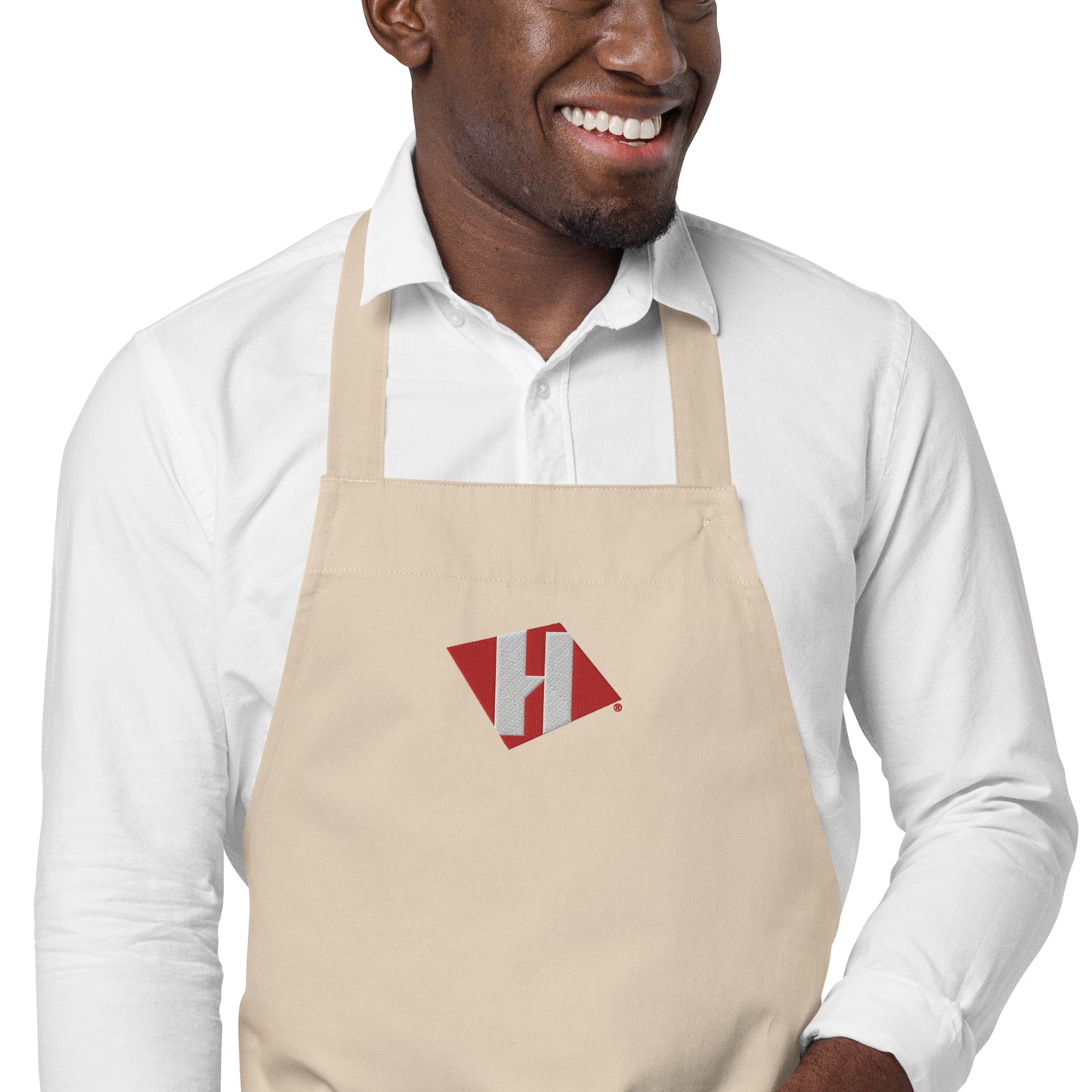 Organic cotton apron w/embroidered color H logo