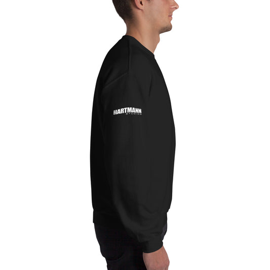 Unisex sweatshirt w/printed color H logo on front & white text logo on right sleeve