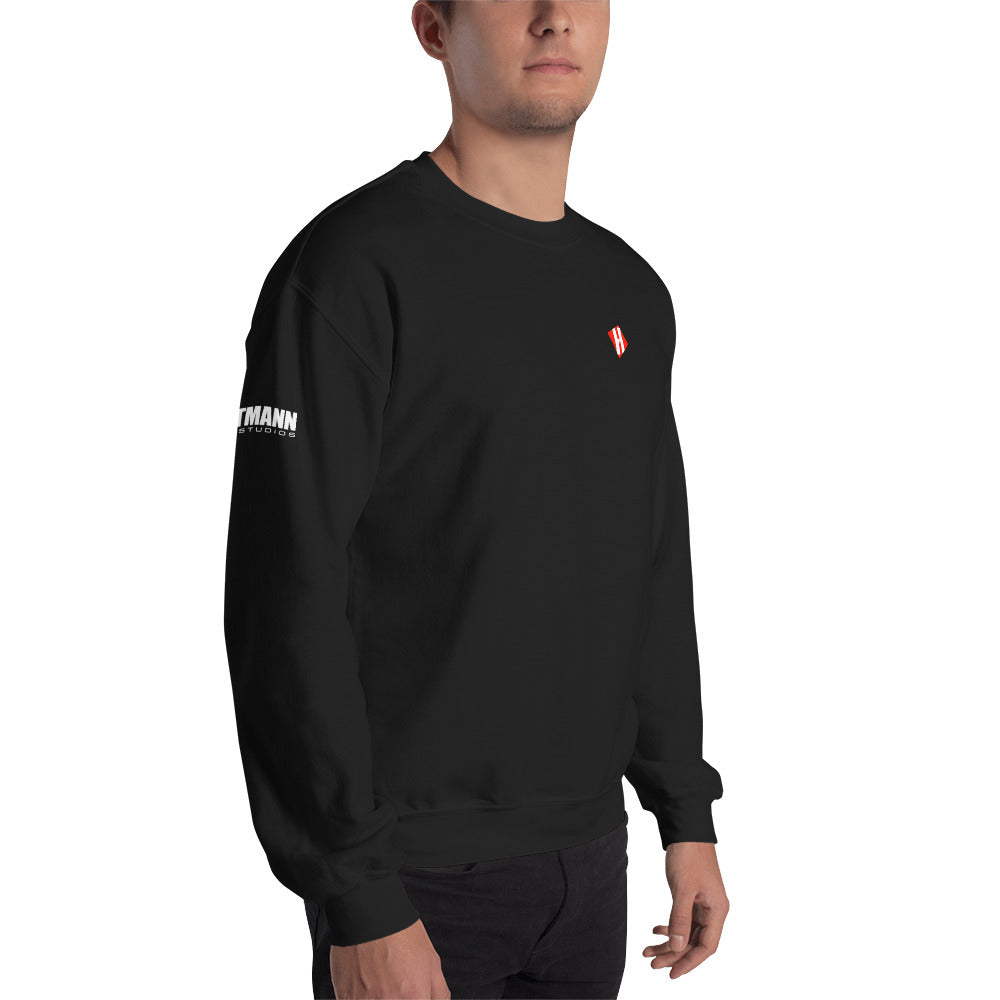 Unisex sweatshirt w/printed color H logo on front & white text logo on right sleeve