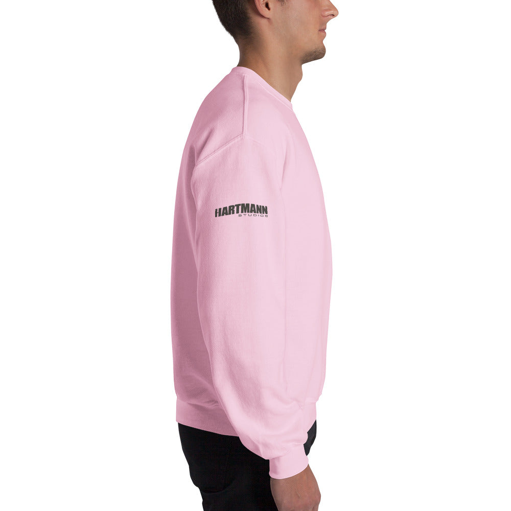 Unisex sweatshirt w/printed color H logo on front & grey text logo on right sleeve