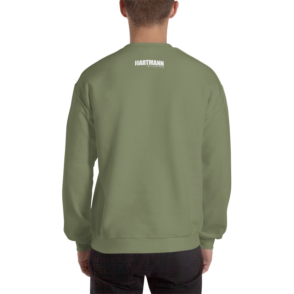 Unisex sweatshirt w/printed color H logo on front & white text logo on back