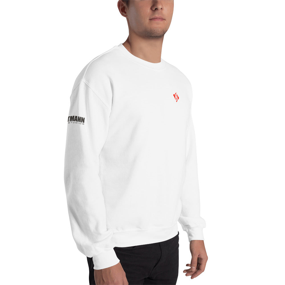Unisex sweatshirt w/printed color H logo on front & grey text logo on right sleeve