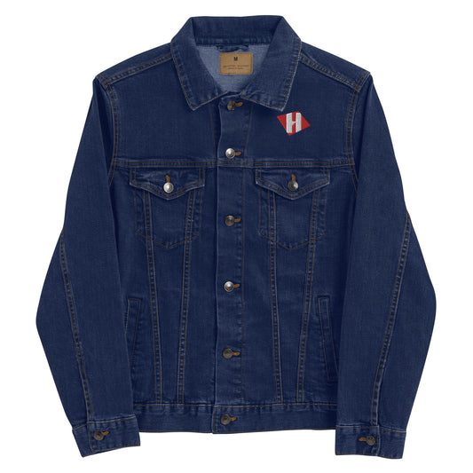 Unisex denim jacket w/embroidered color H logo