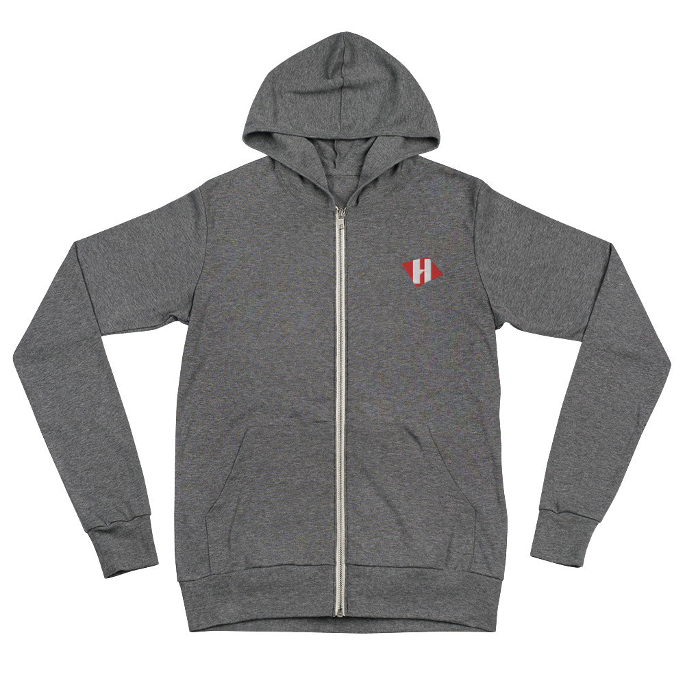 Unisex zip hoodie with color H logo