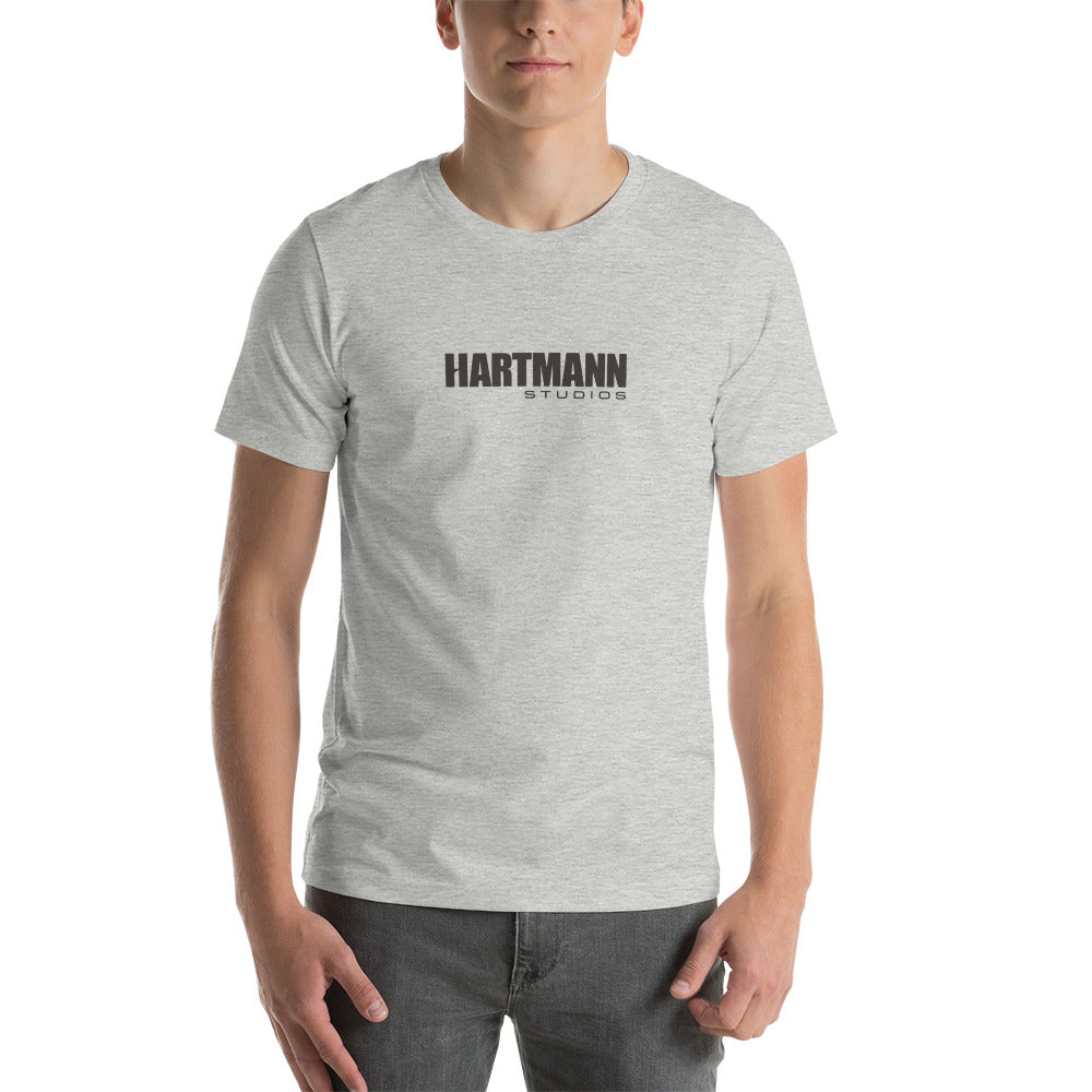 Unisex t-shirt with grey text logo