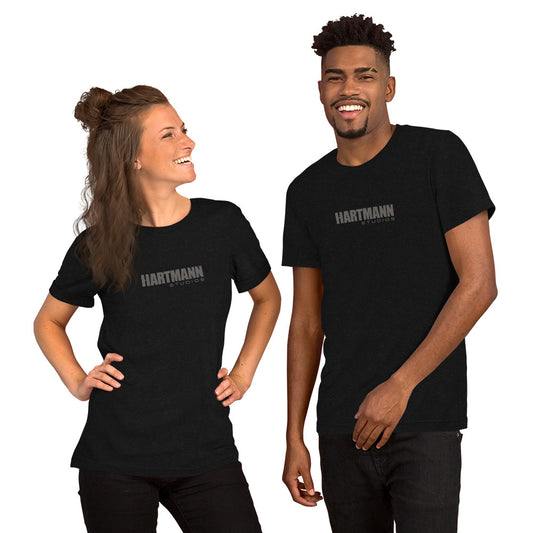 Unisex t-shirt with grey text logo