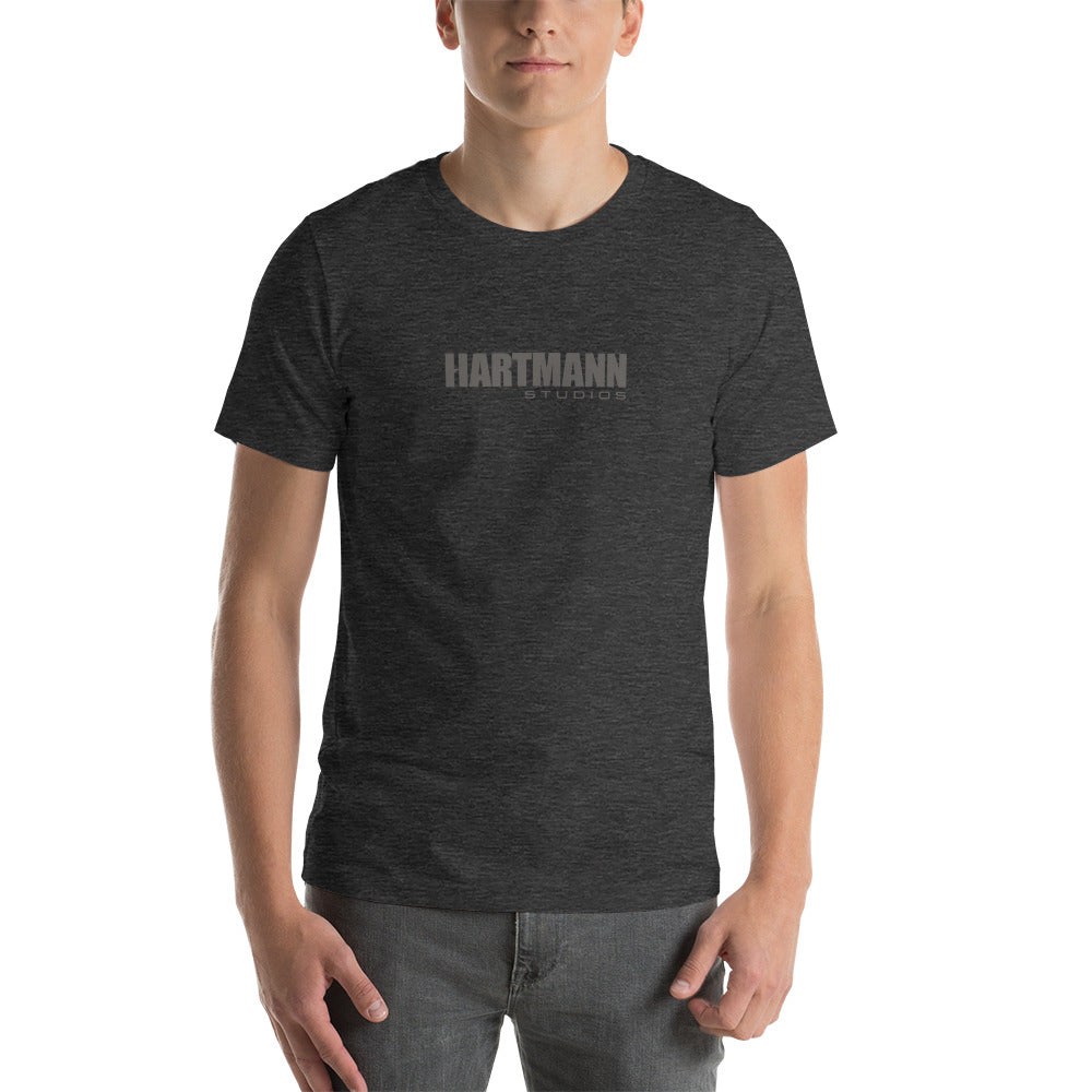 Unisex t-shirt with grey text logo