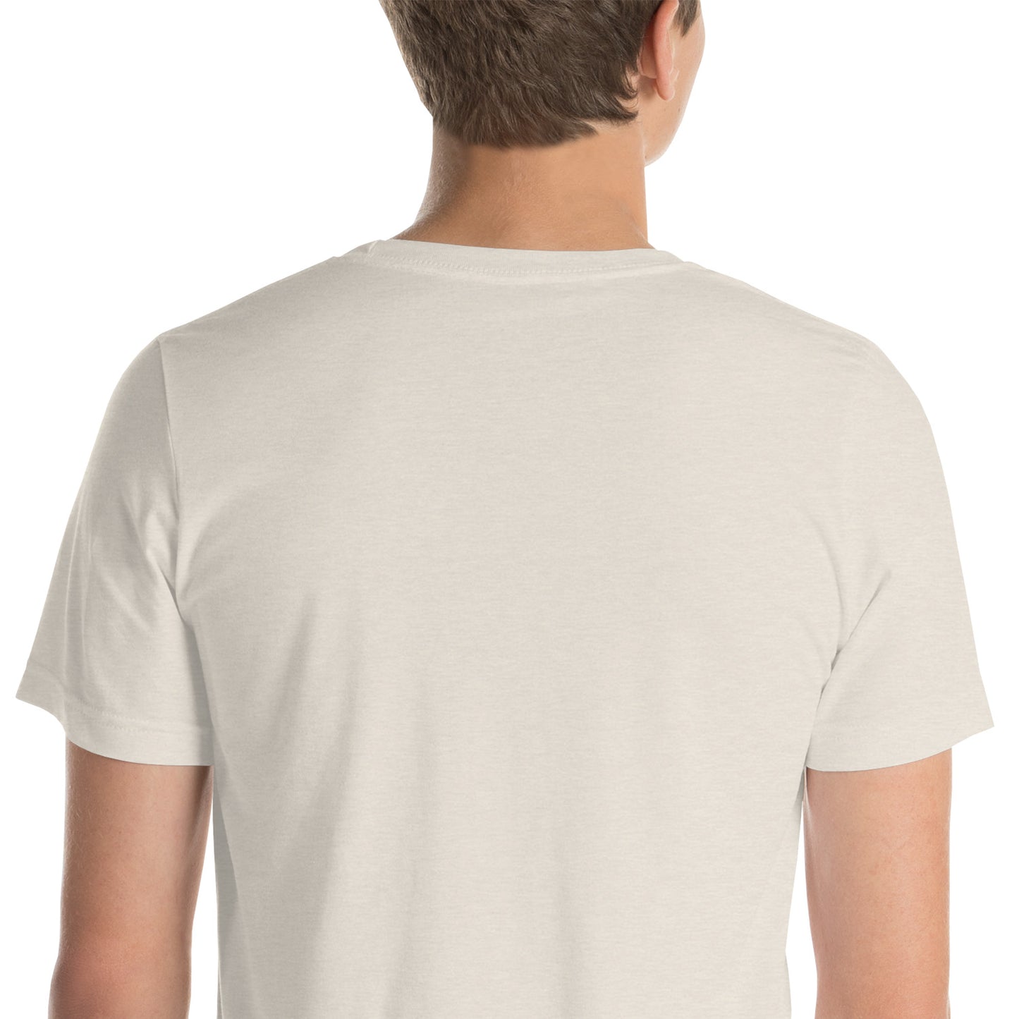 Unisex t-shirt with grey text logo
