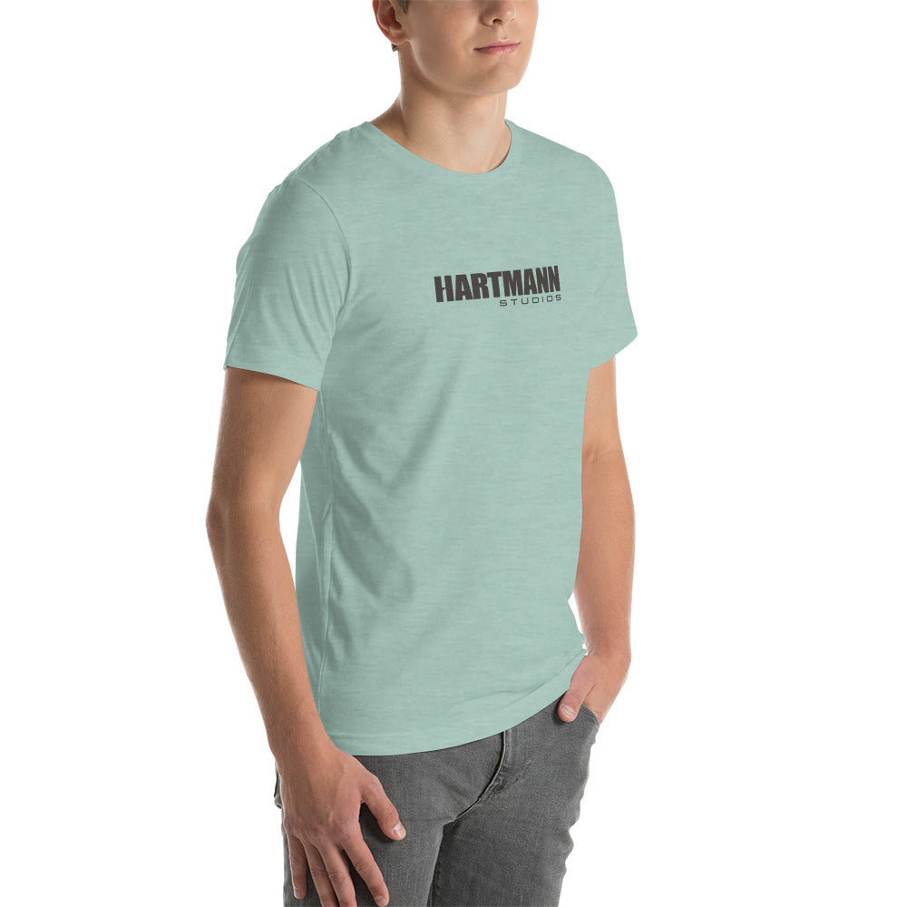 Unisex t-shirt with grey text logo
