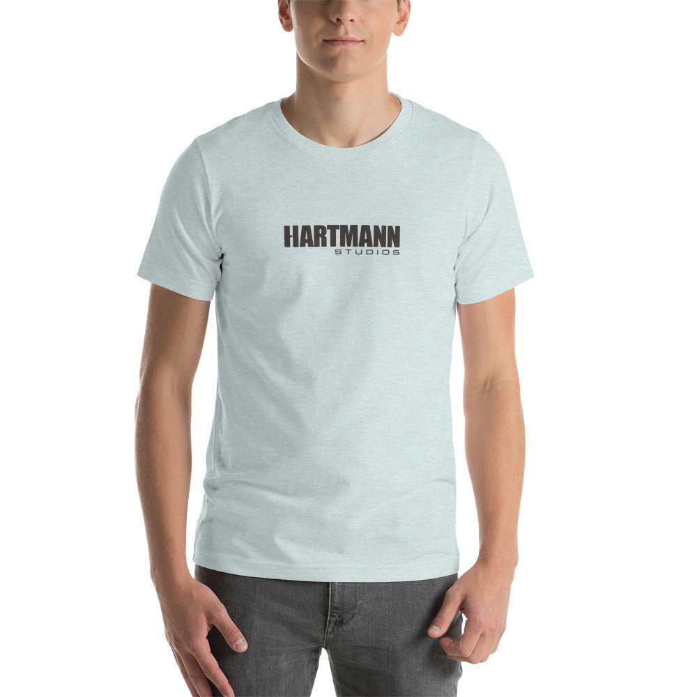 Unisex t-shirt with grey text logo