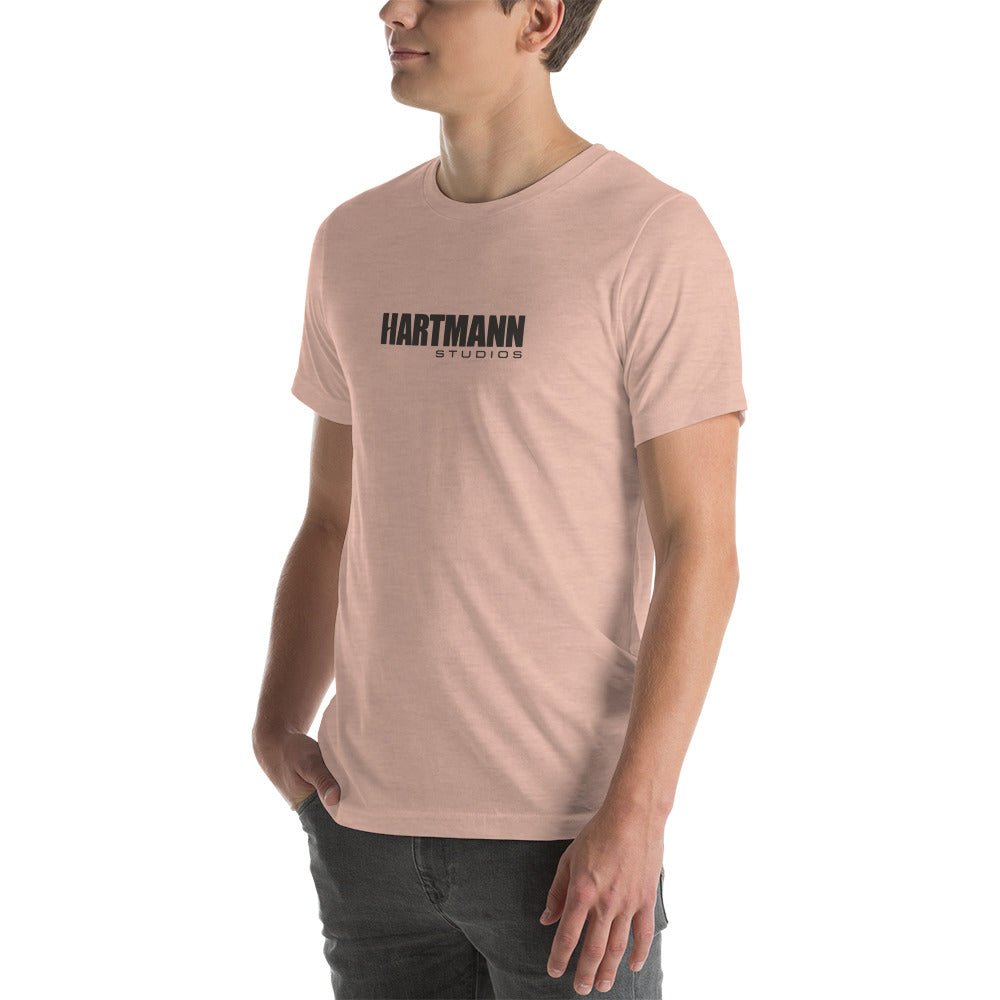 Unisex t-shirt with grey text logo