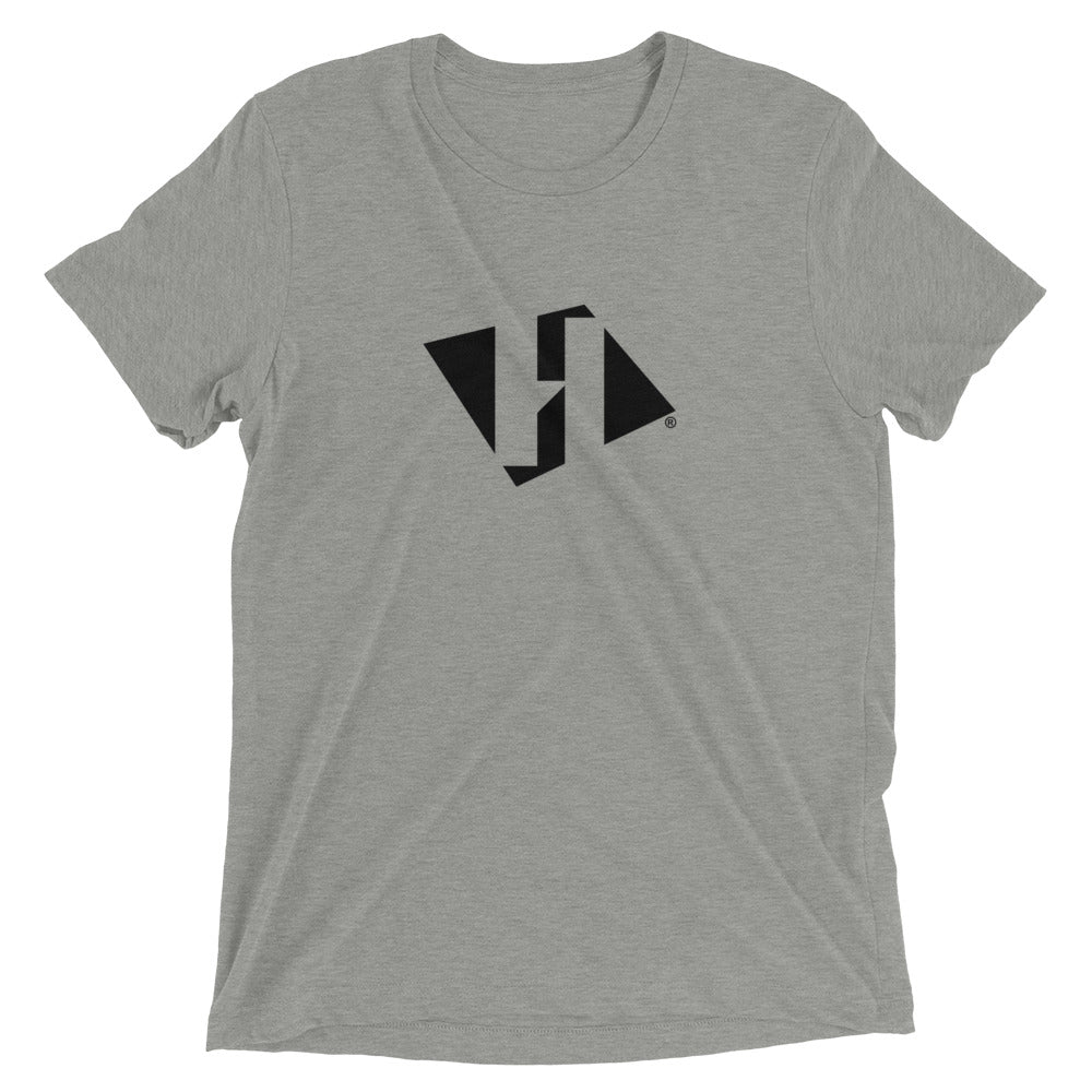 Short sleeve t-shirt with black H logo on front and black text logo on back