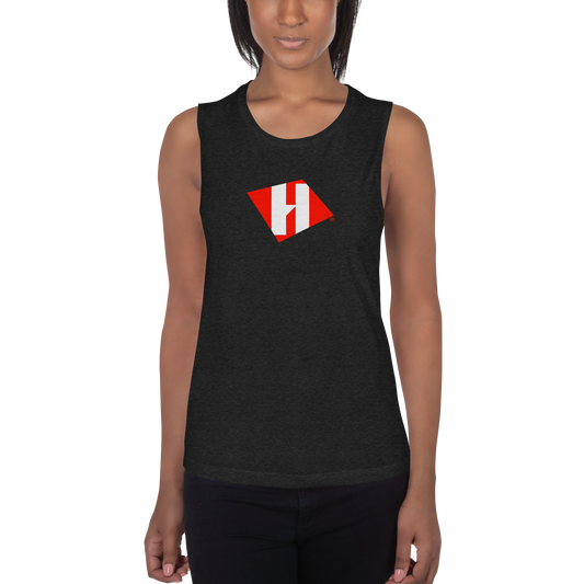 Ladies’ Muscle Tank with color H logo