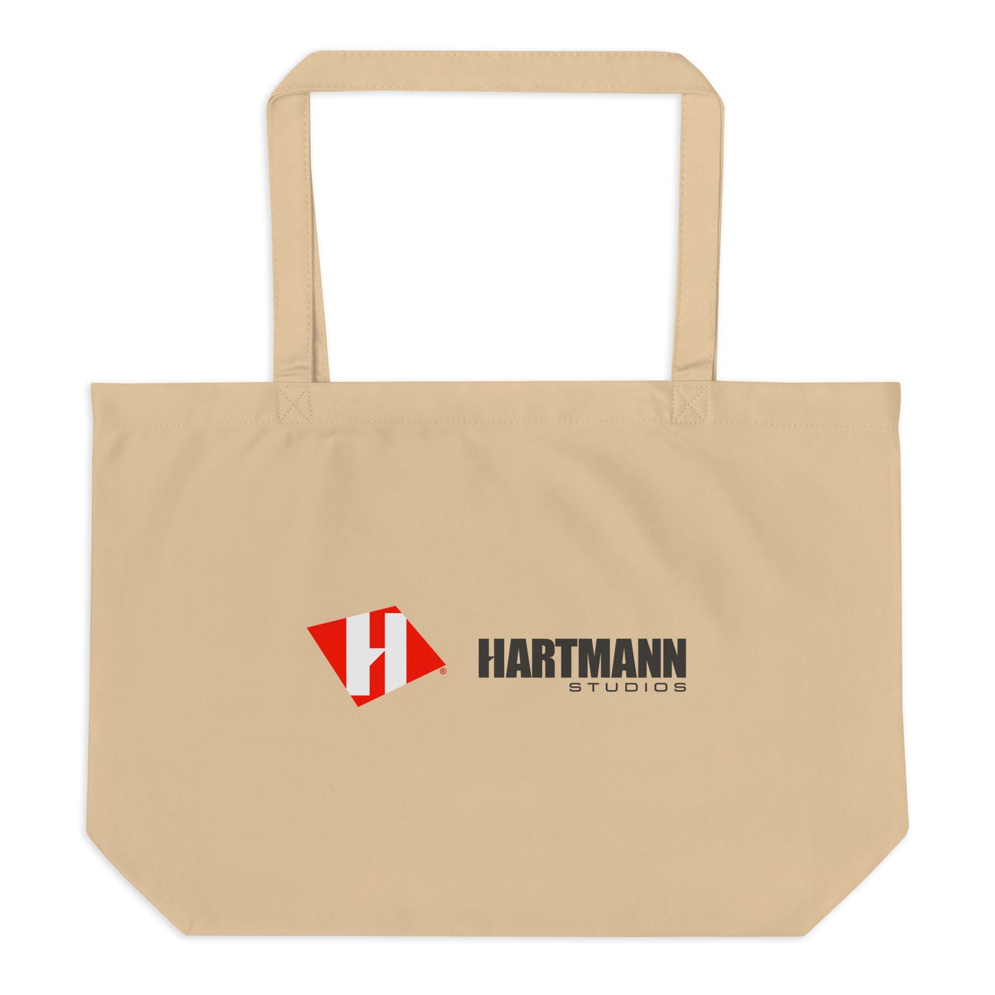 Large organic tote bag (tan) with color logo lockup