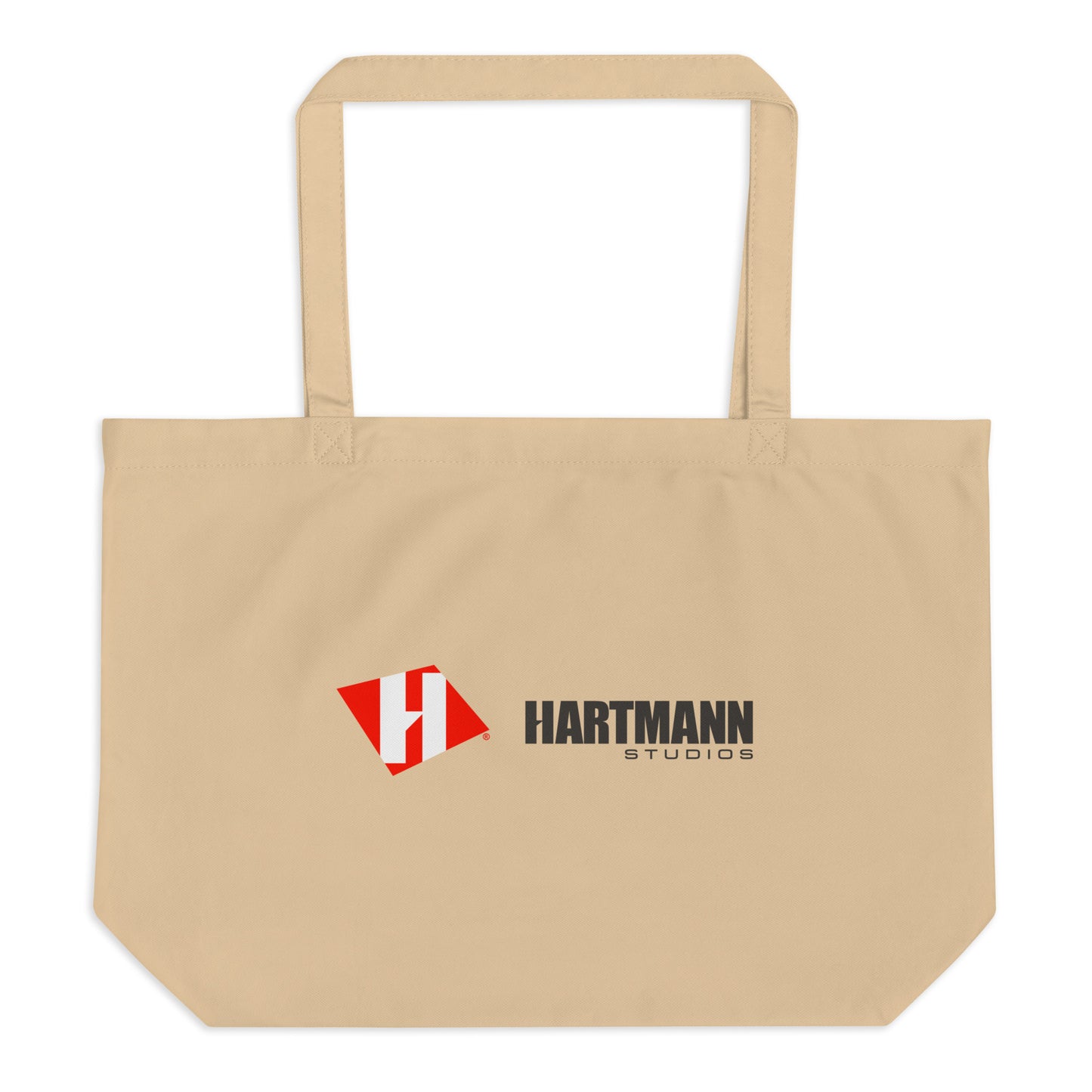 Large organic tote bag (tan) with color logo lockup