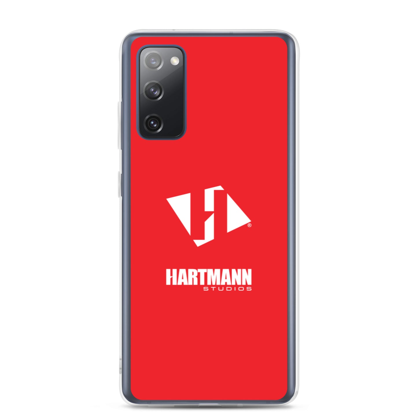 Samsung case w/stacked white logo on red background