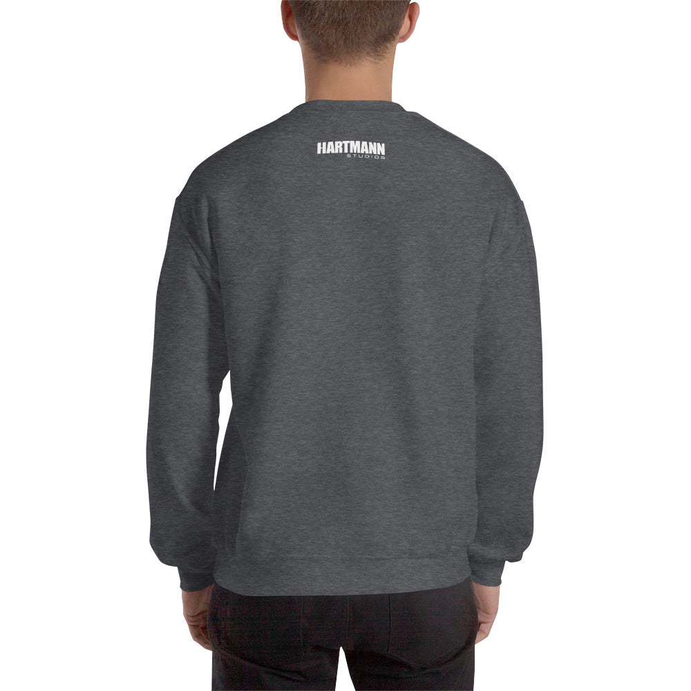 Unisex sweatshirt w/printed color H logo on front & white text logo on back