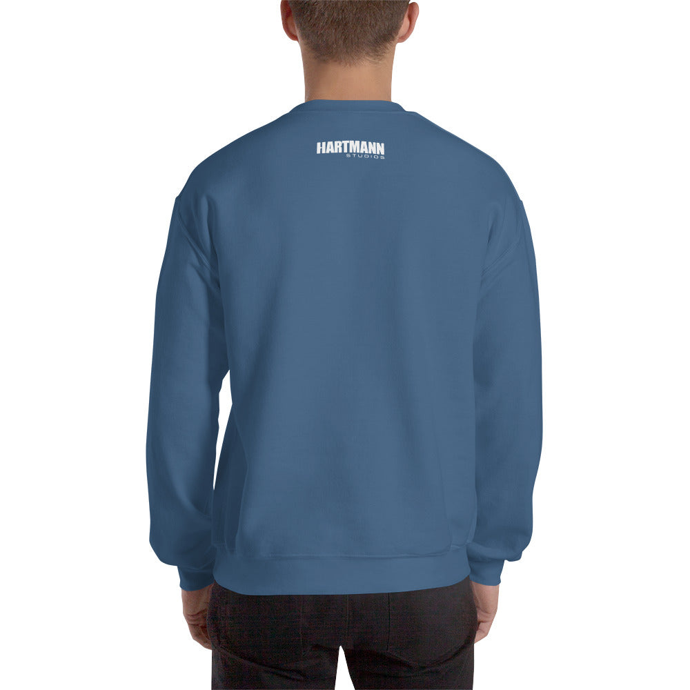 Unisex sweatshirt w/printed color H logo on front & white text logo on back