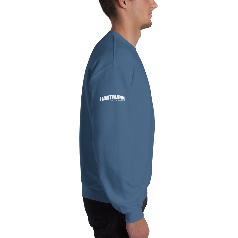 Unisex sweatshirt w/printed color H logo on front & white text logo on right sleeve