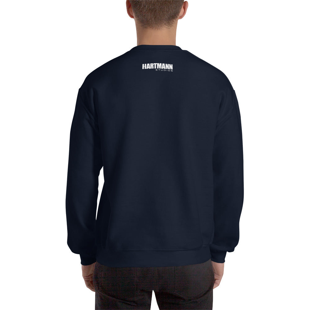 Unisex sweatshirt w/printed color H logo on front & white text logo on back