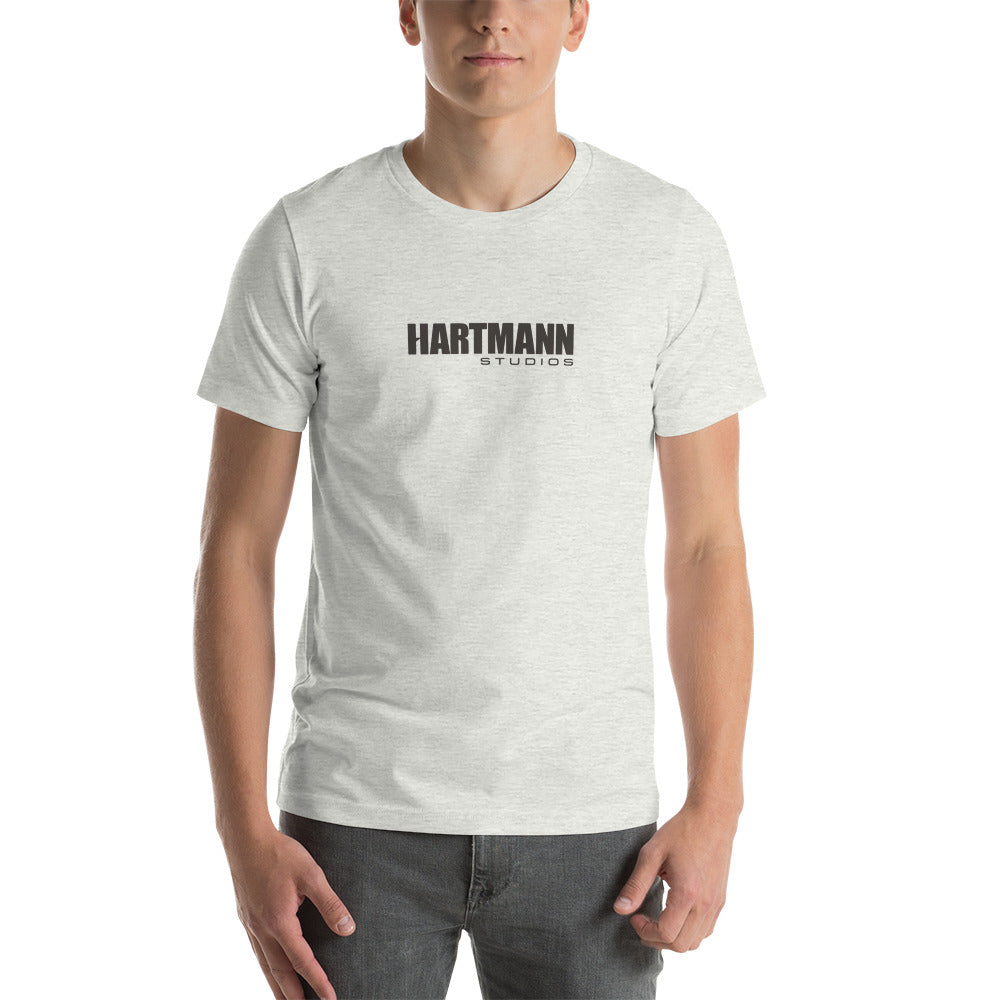Unisex t-shirt with grey text logo