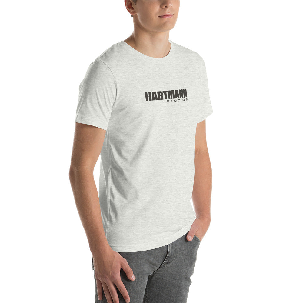 Unisex t-shirt with grey text logo