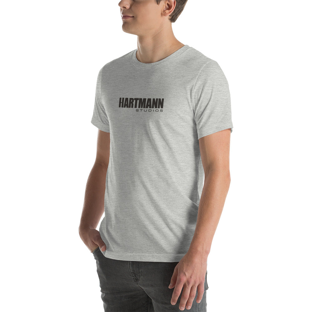 Unisex t-shirt with grey text logo