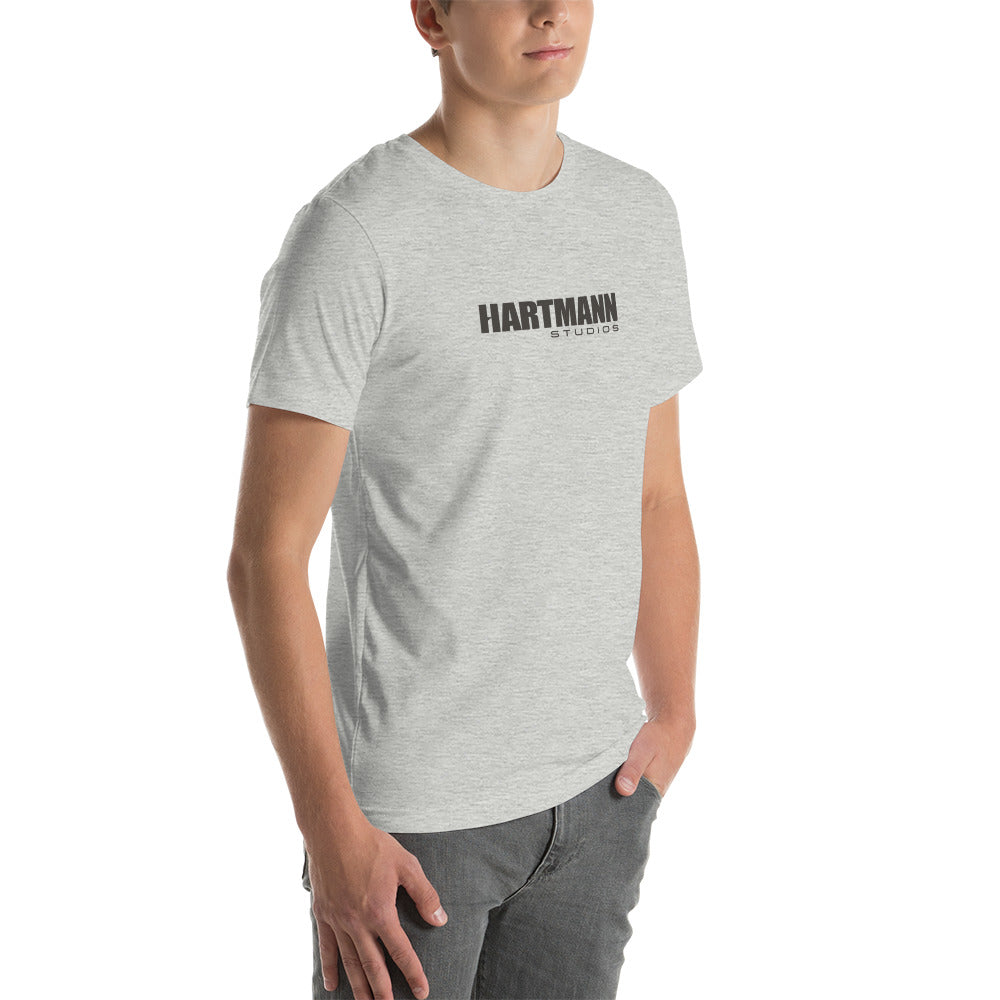 Unisex t-shirt with grey text logo