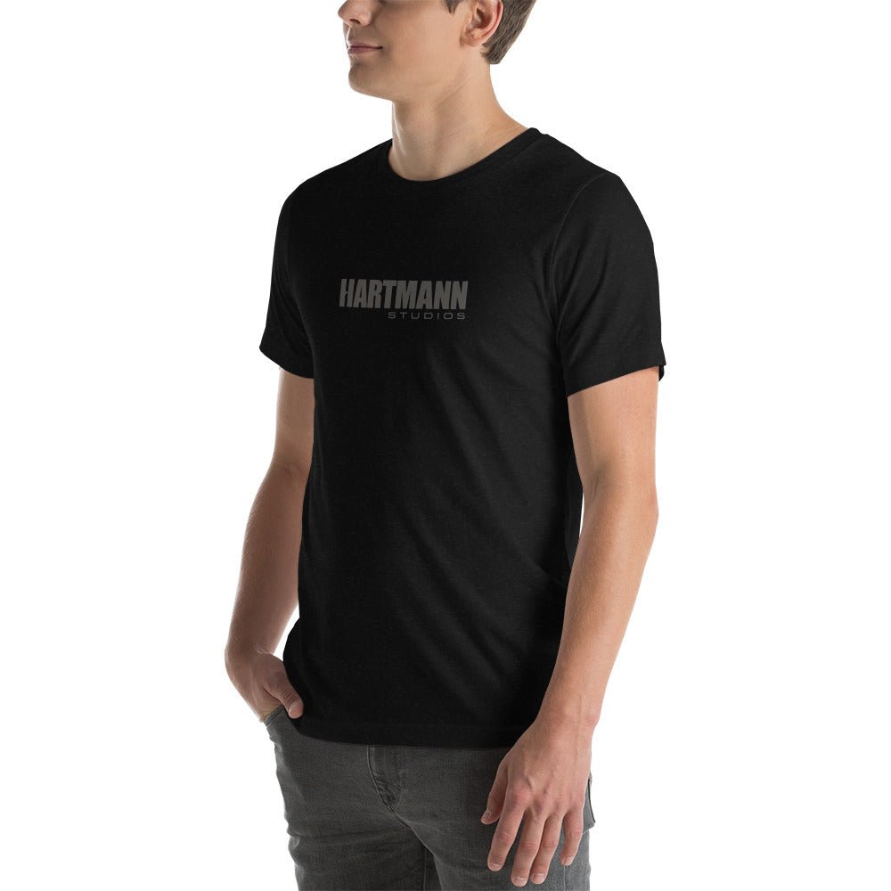 Unisex t-shirt with grey text logo