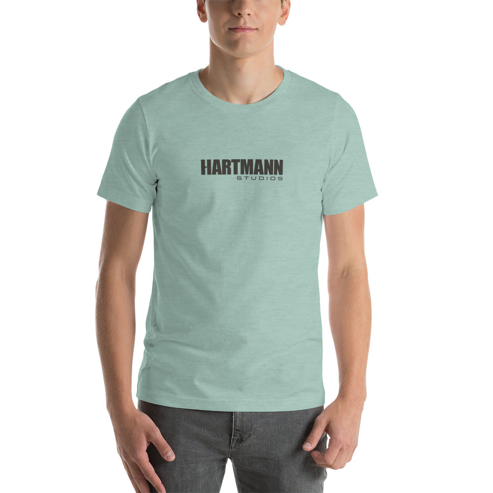 Unisex t-shirt with grey text logo