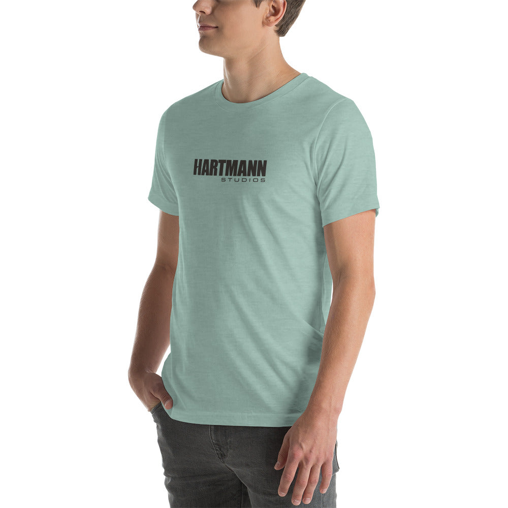 Unisex t-shirt with grey text logo