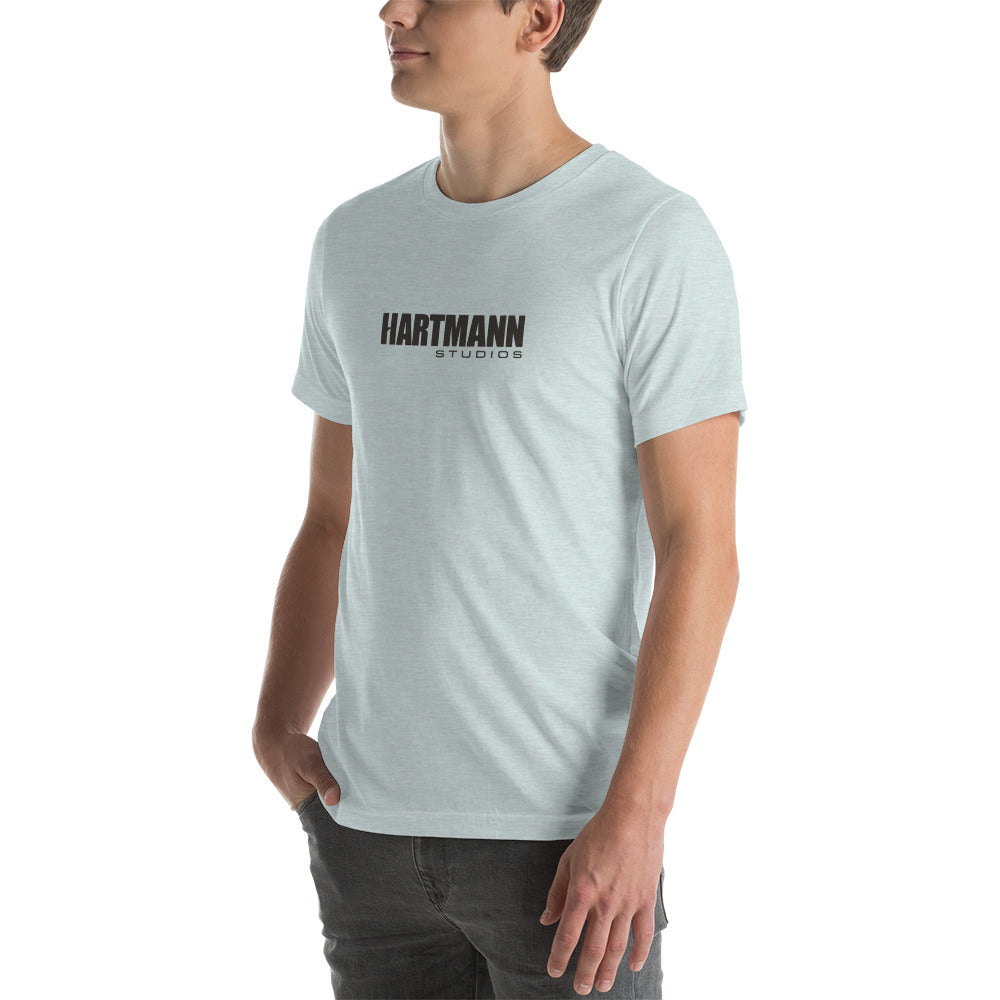 Unisex t-shirt with grey text logo