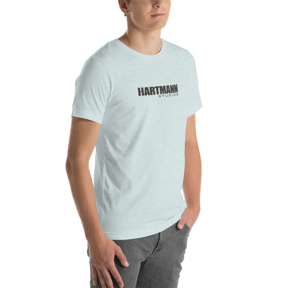 Unisex t-shirt with grey text logo