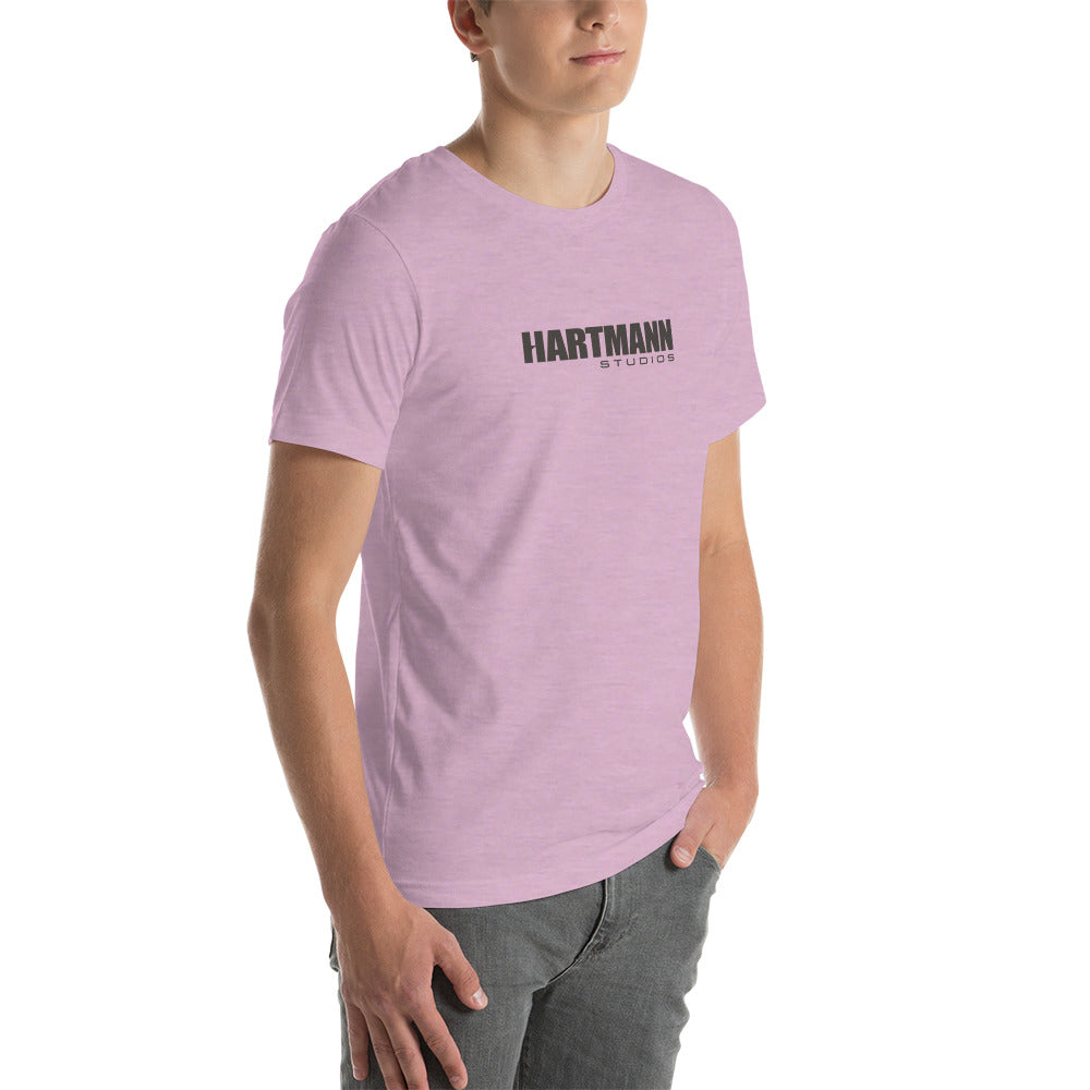 Unisex t-shirt with grey text logo