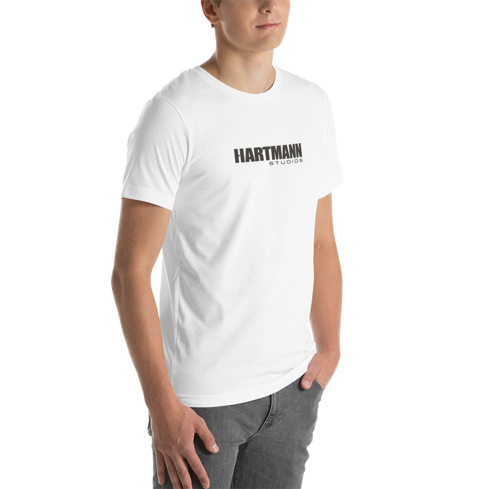 Unisex t-shirt with grey text logo